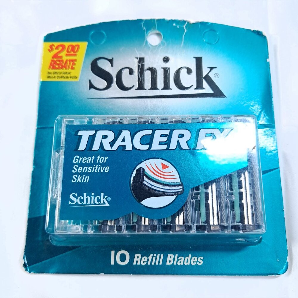 Schick Tracer FX sensitive skin 10 refill blades pack for men razor 1998 Vintage